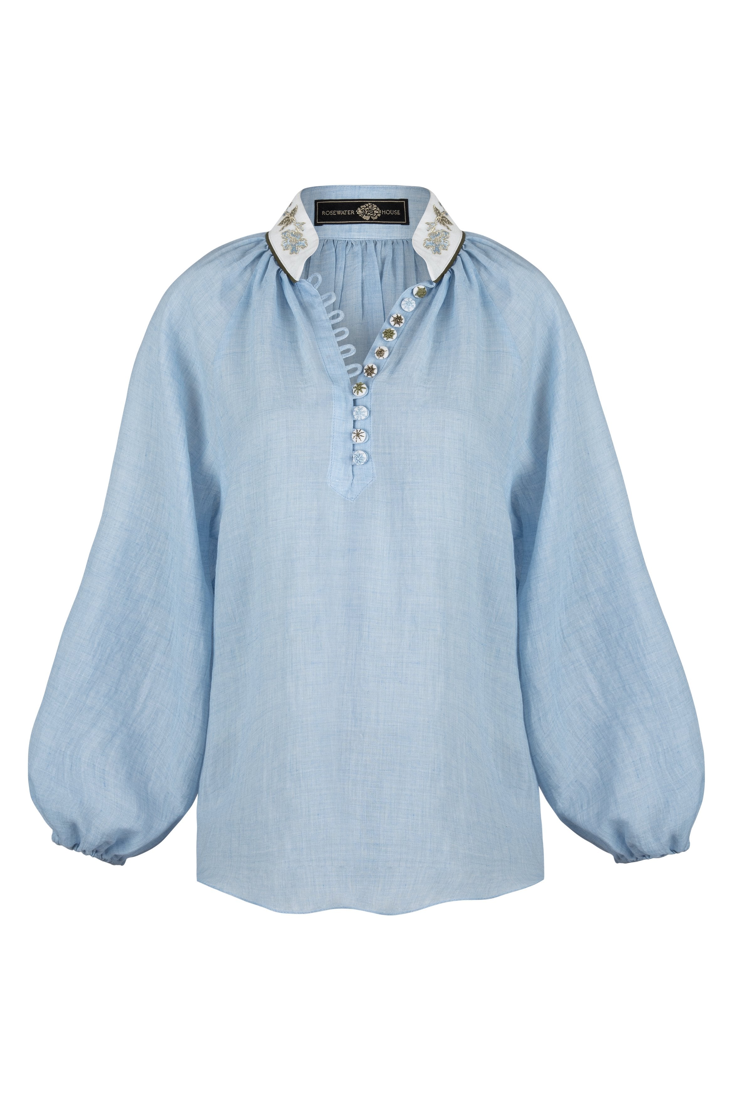 Ivy Blouse - Blue and White Tops - Blouse Rosewater House