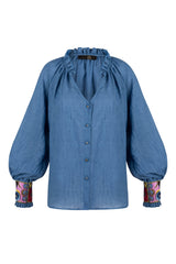 Pansy Blouse - Cobalt Blue Rosewater House