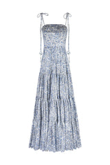 Sara Maxi Dress - Printed Silk Blue Rosewater House