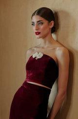 Rosa Embellished Bustier - Burgundy Tops - Bustier & Embroidered Rosewater House 