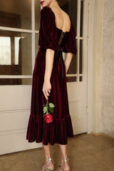 Mahtab Velvet Skirt - Burgundy Bottoms - Skirts Rosewater House