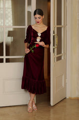 Rosa Embellished Cut Out Top - Burgundy Tops - Bustier & Embroidered Rosewater House