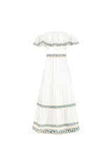Carnation Ruffle Skirt - Off White & Blue Bottoms - Skirts Rosewater House