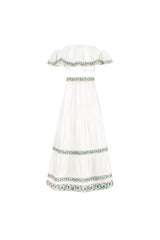 Carnation Off the Shoulder Top - White & Blue Tops - Bustier & Embroidered Rosewater House