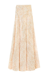 Baran Skirt - Printed Chiffon Creme Rosewater House