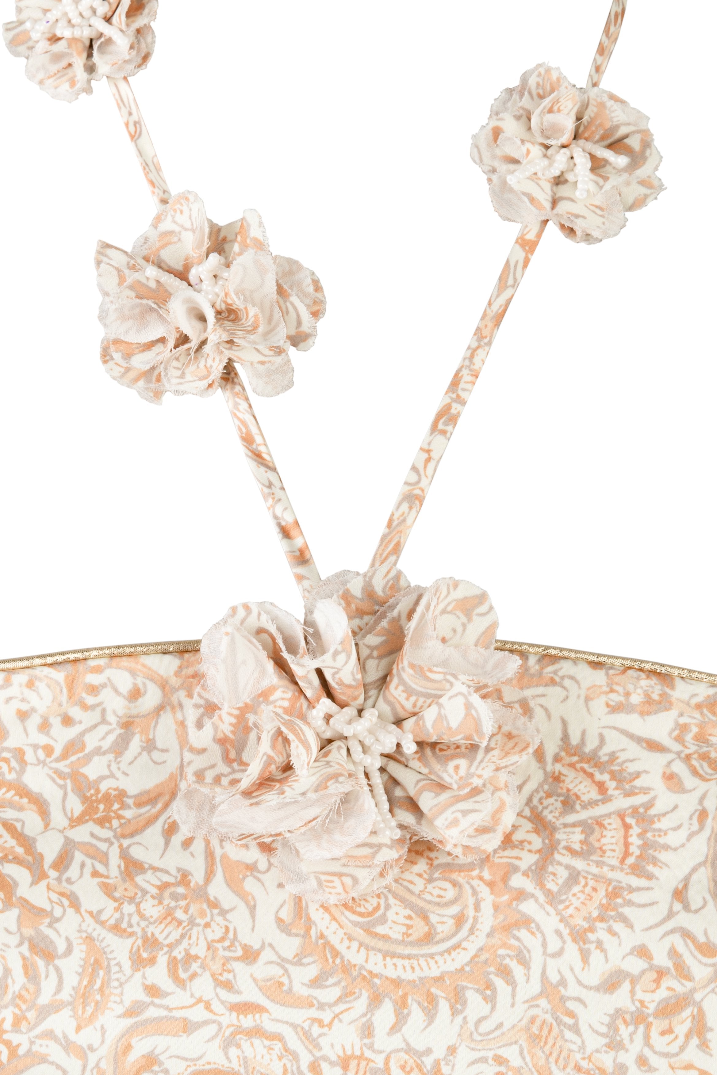 Hava Bustier - Printed Silk Creme Rosewater House