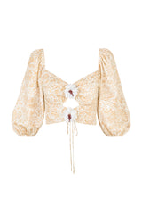 Rosa Top - Printed Chiffon Creme Rosewater House