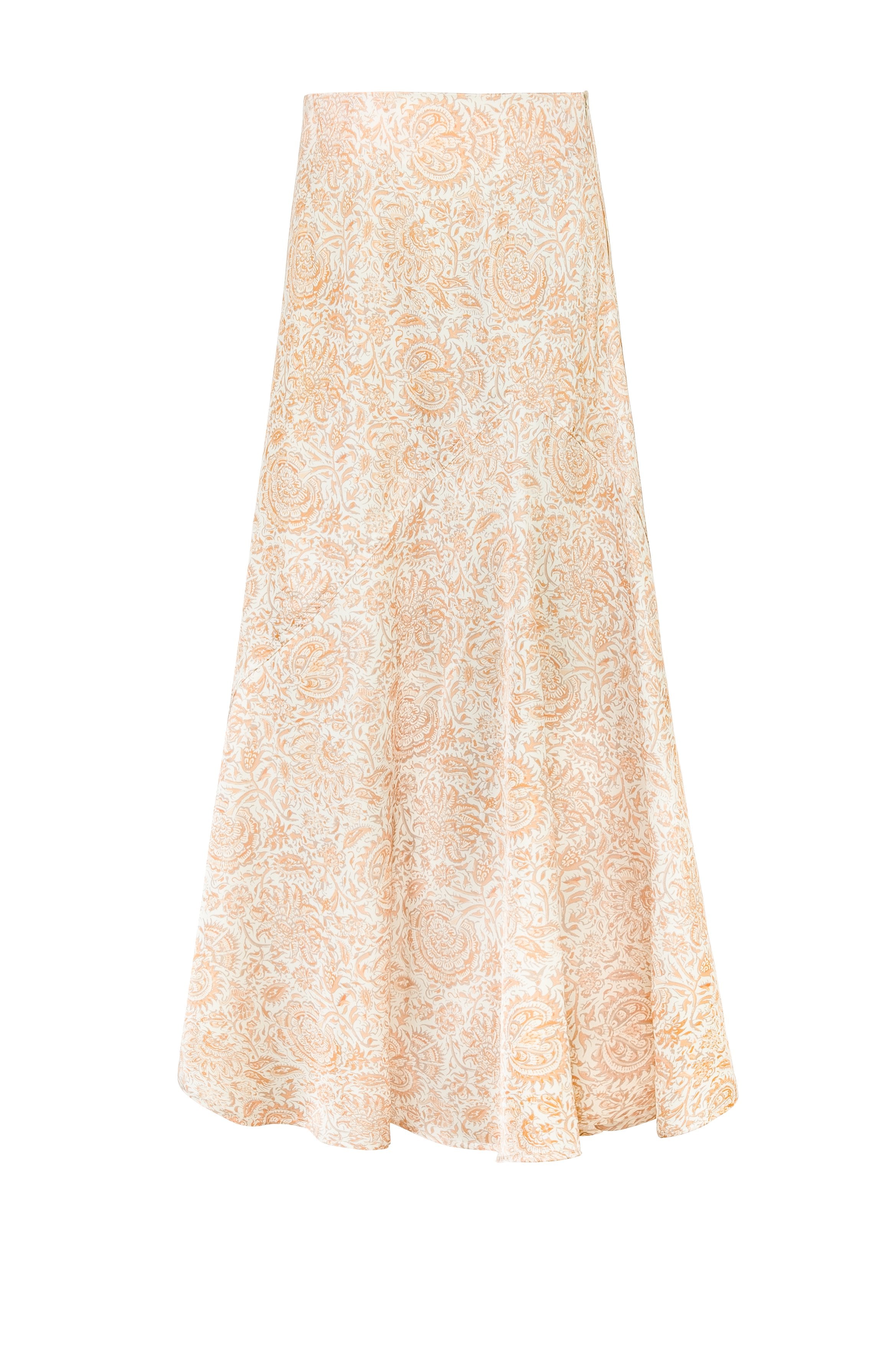 Zoya Skirt - Printed Silk Creme Rosewater House