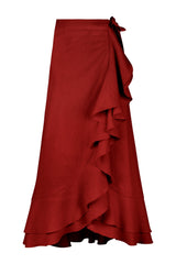 Golestan Ruffle Skirt - Deep Red Bottoms - Skirts Rosewater House