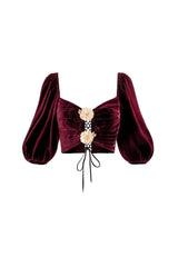 Rosa Embellished Cut Out Top - Burgundy Rosewater House