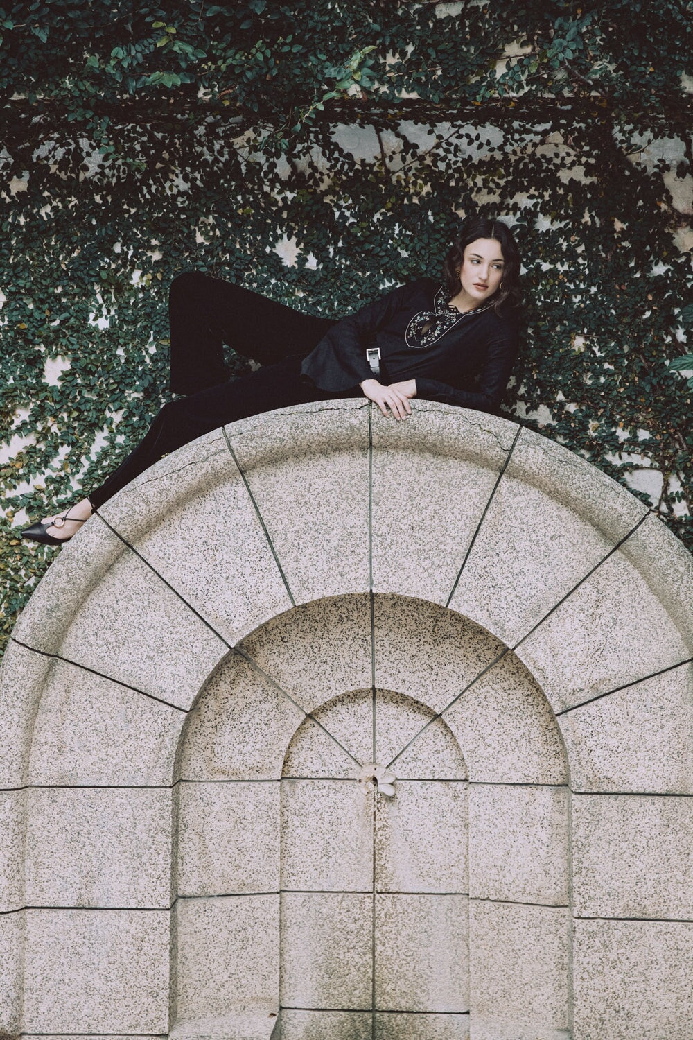 Gina Blouse - Printed Silk Black Rosewater House