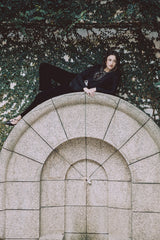 Gina Blouse - Printed Silk Black Rosewater House