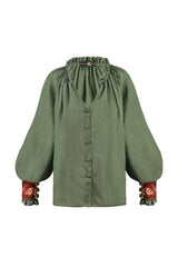Pansy Blouse - Green Tops - Blouse Rosewater House