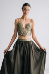 Jasmine Bustier and Skirt - Olive Dresses - Formal Rosewater House