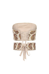Termeh Jahan Top - Ivory & Gold Paisley Tops - Bustier & Embroidered Rosewater House