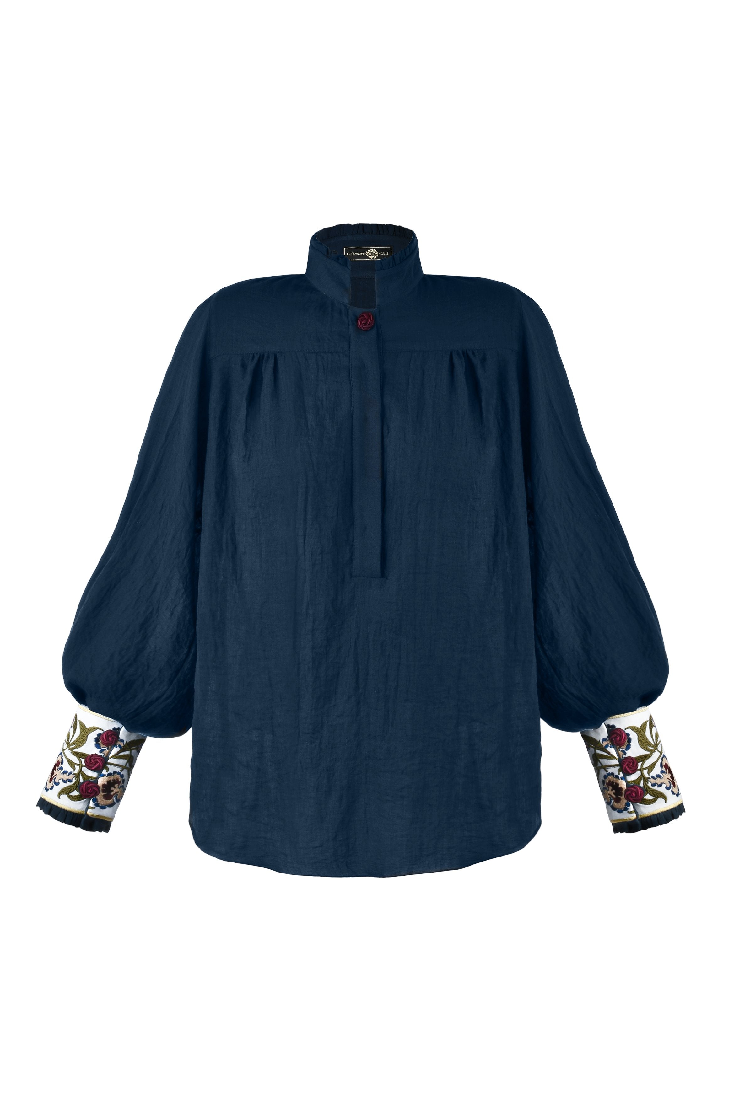 Carnation Blouse - Navy Tops - Blouse Rosewater House
