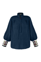 Carnation Blouse - Navy Tops - Blouse Rosewater House