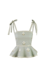 Mina Top - Mint & Ivory Rosewater House