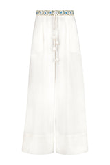 Carnation Pants - White & Blue Bottoms - Pants Rosewater House