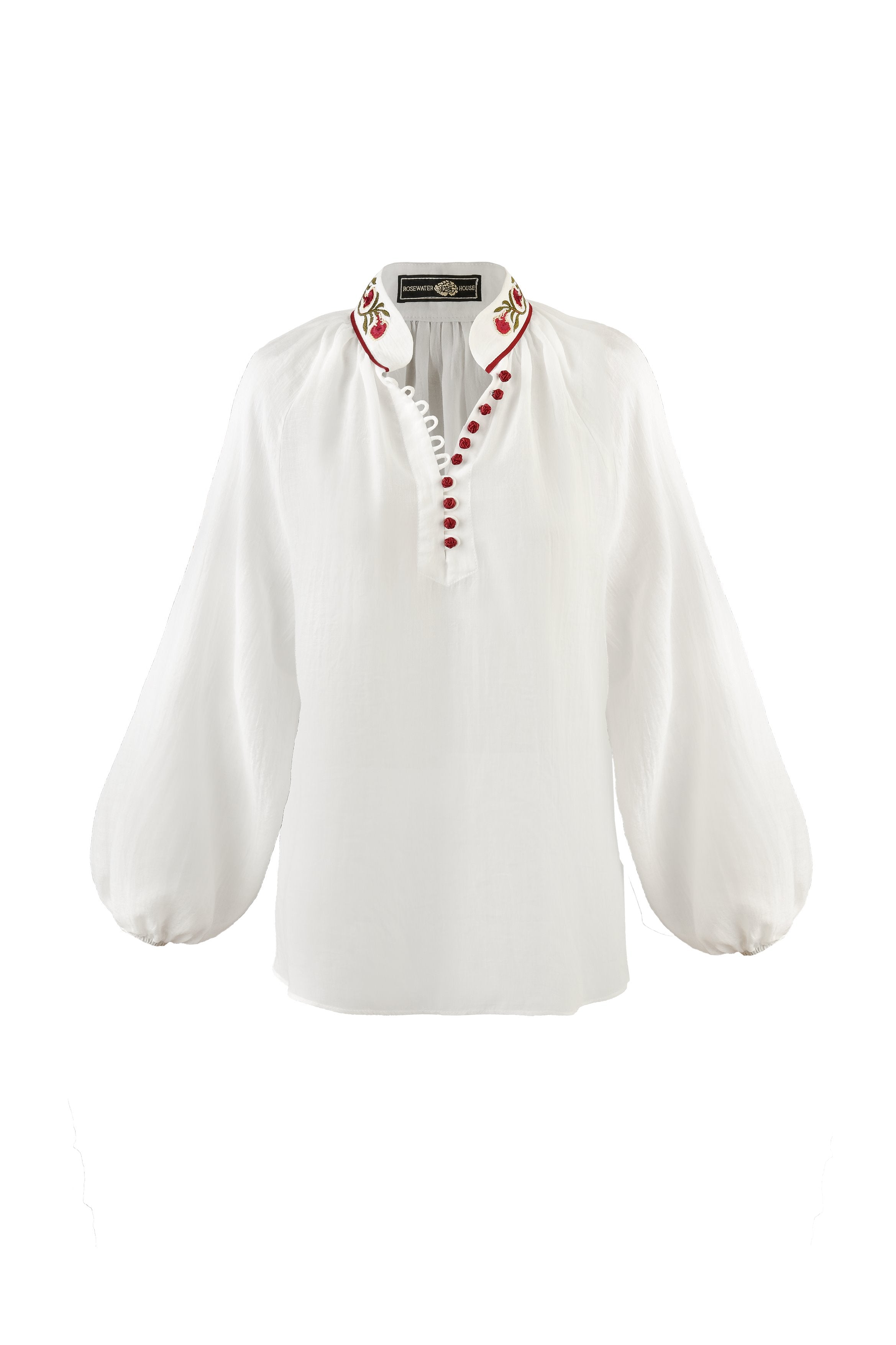 Golbarg Blouse - White & red Rosewater House