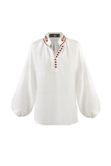 Golbarg Blouse - White & red Rosewater House