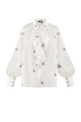 Naz Blouse - White & Pink Rosewater House