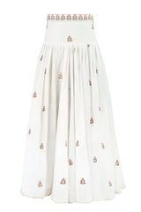Naz Maxi Skirt - White & Pink Rosewater House
