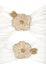 Silk Rosa Cut Out Top - Ivory Tops - Bustier & Embroidered Rosewater House