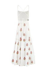 Sarv Maxi Dress - Off White & Red Rosewater House