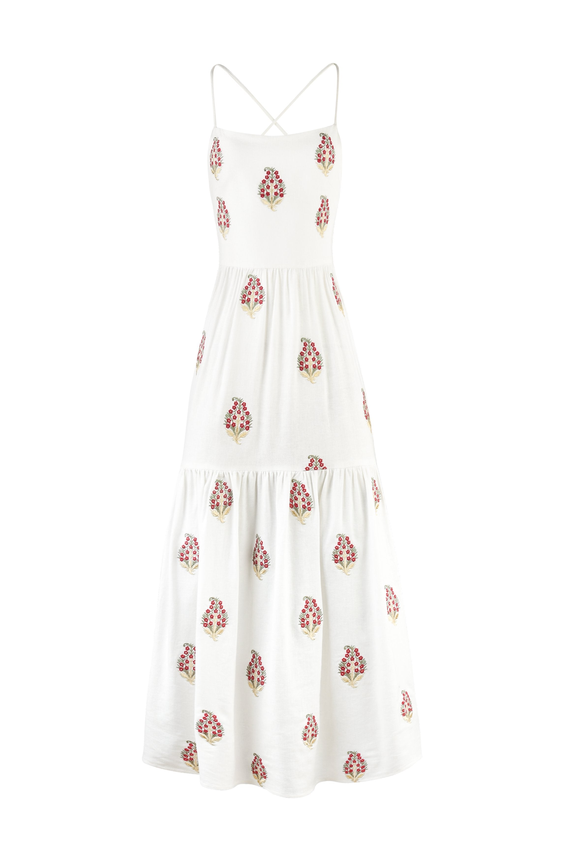 Sarv Maxi Dress - Off White & Red Rosewater House