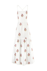 Sarv Maxi Dress - Off White & Red Rosewater House