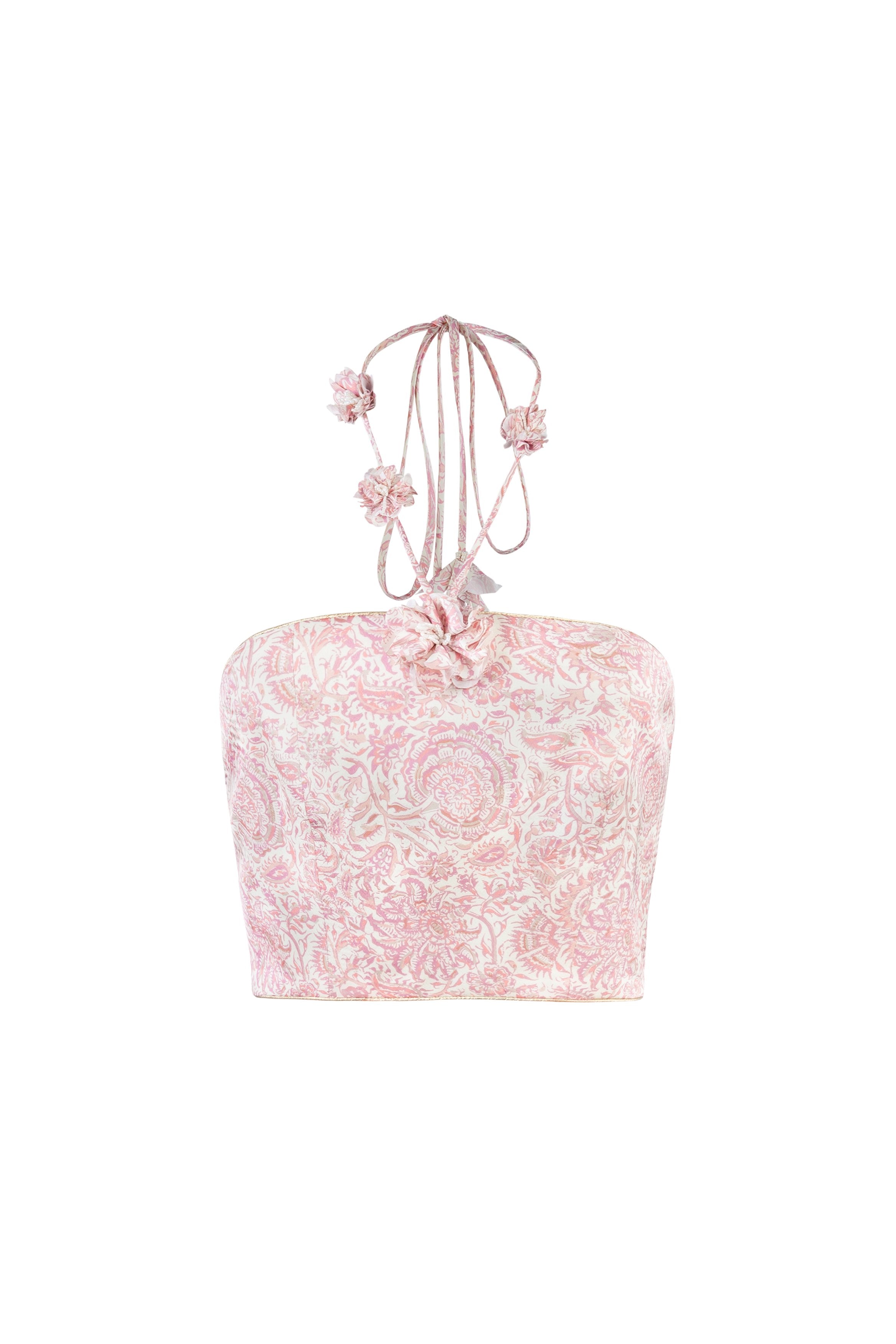 Hava Bustier - Printed Silk Pink Rosewater House