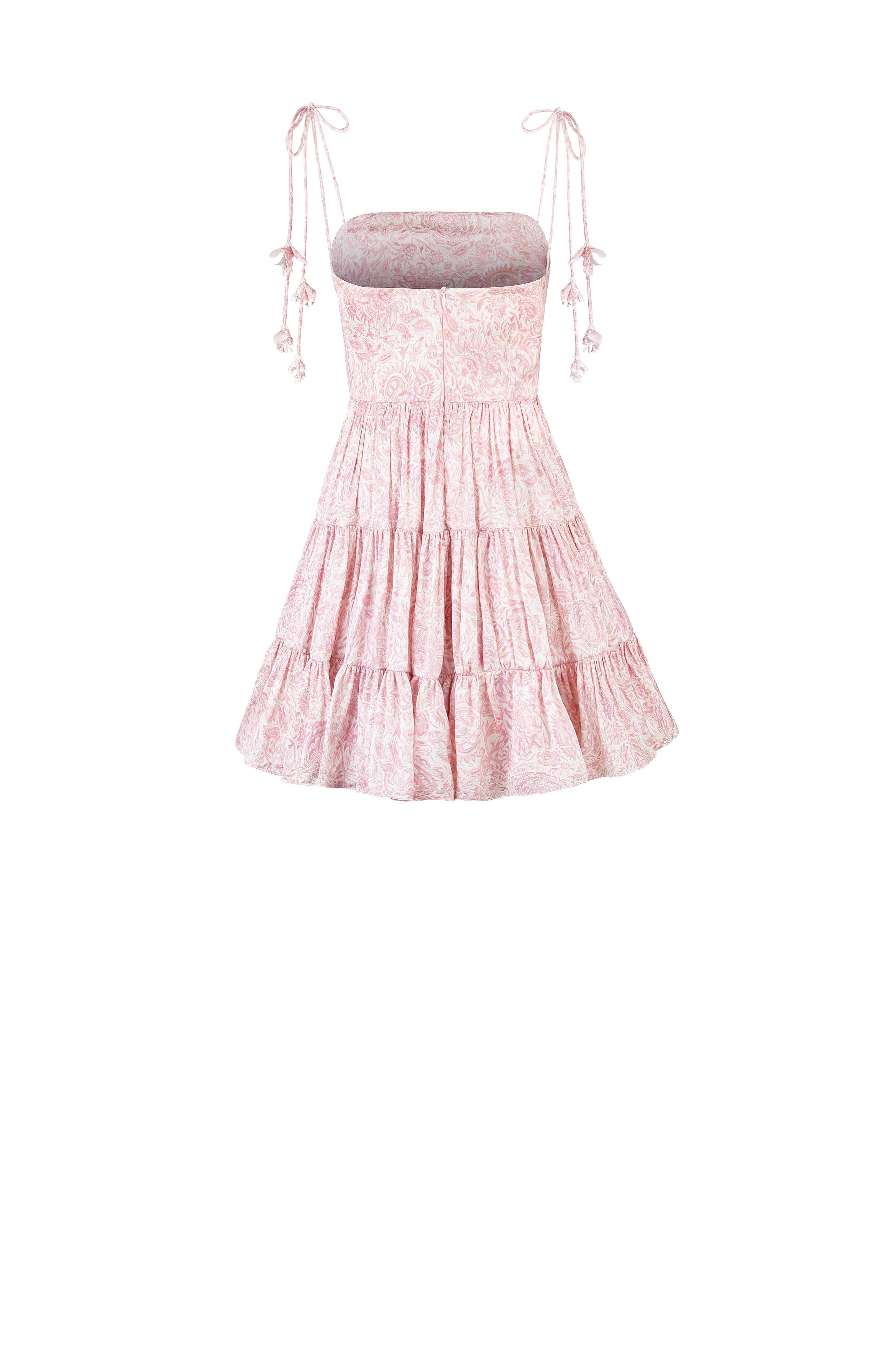 Sara Mini Dress - Printed Silk Pink Rosewater House