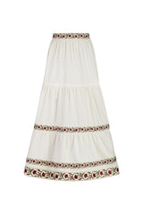 Carnation Ruffle Skirt - Ivory & Red Rosewater House