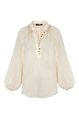 Golab Blouse - Ivory & Pink Tops - Blouse Rosewater House