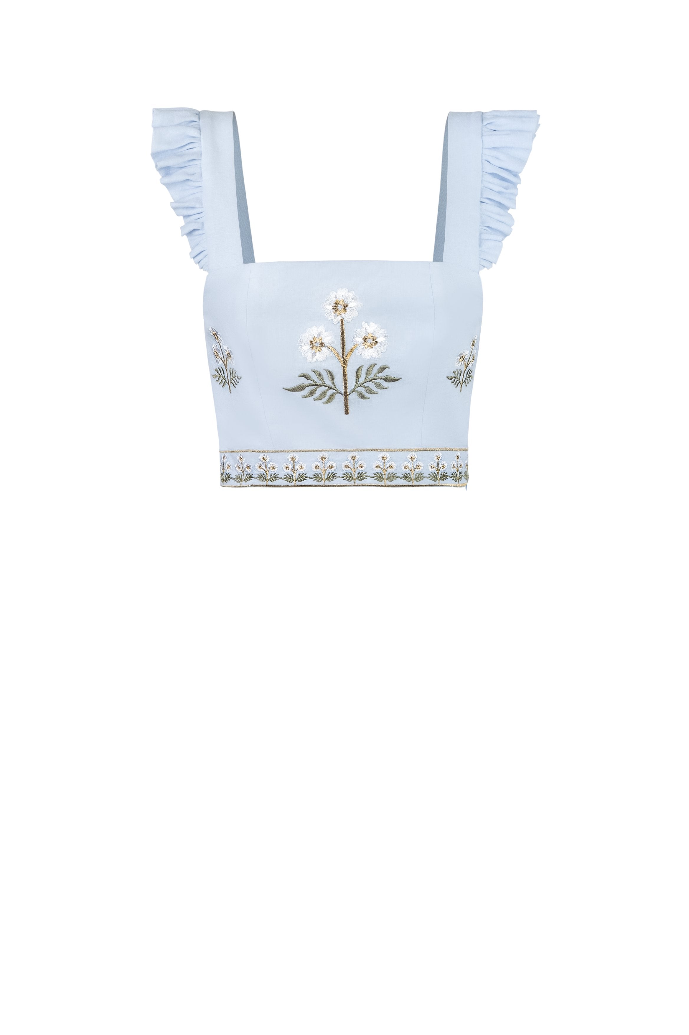 Yalda Bustier - Naz Embroidered Blue & White Tops - Bustier & Embroidered Rosewater House