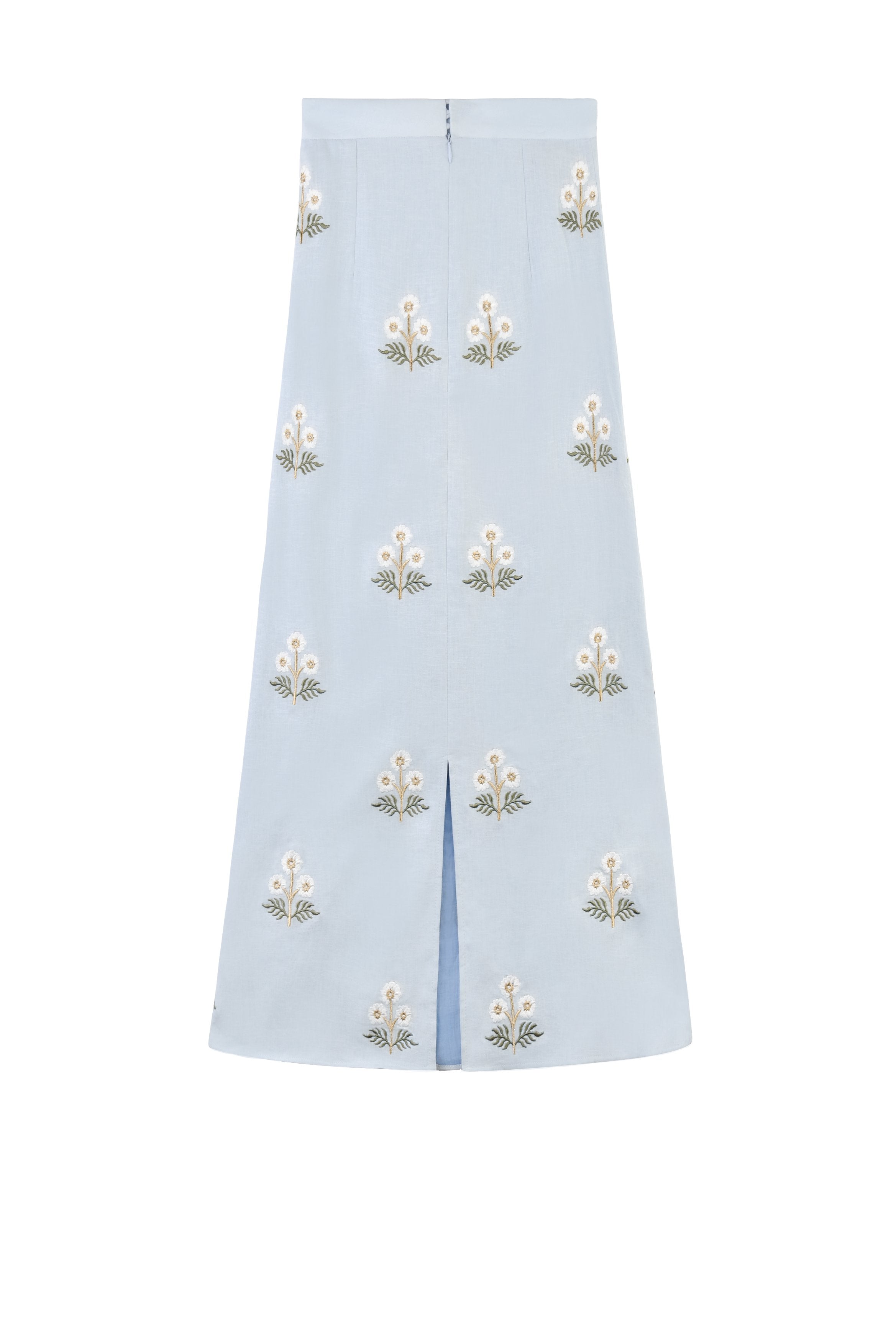 Yalda Skirt - Naz Embroidered Blue & White Bottoms - Skirts Rosewater House