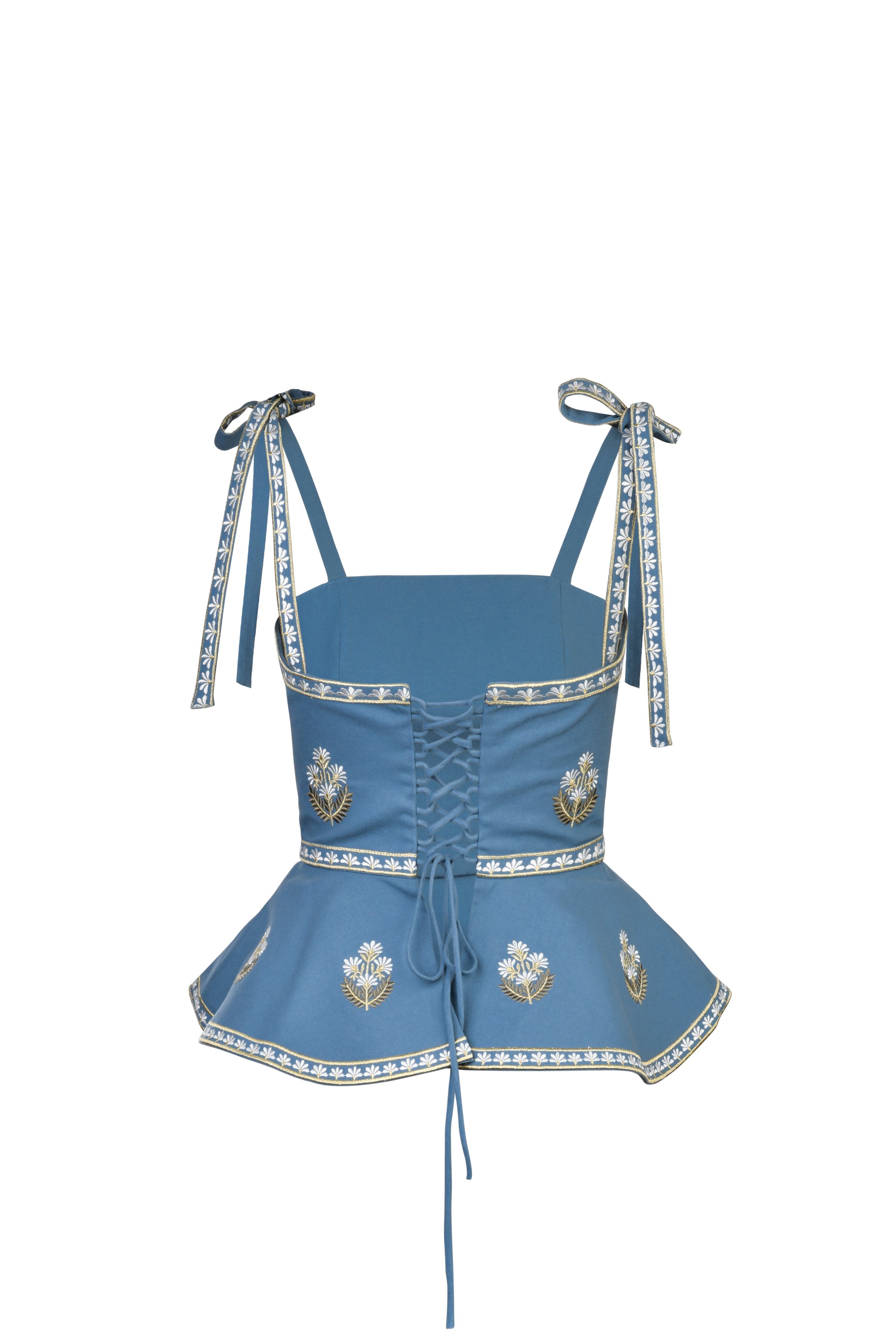 Mina Top - Pastel Blue & Ivory Rosewater House