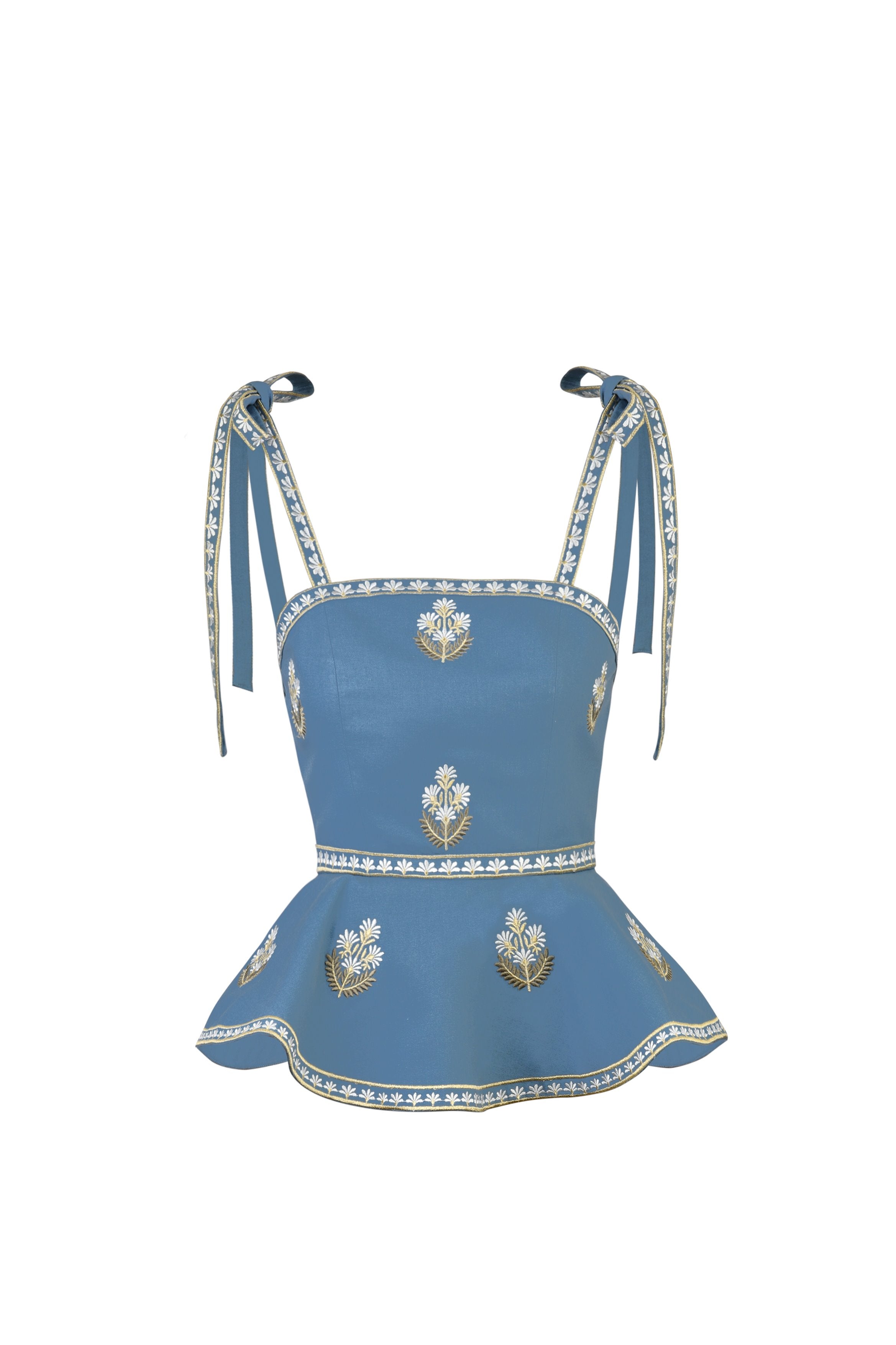 Mina Top - Pastel Blue & Ivory Rosewater House