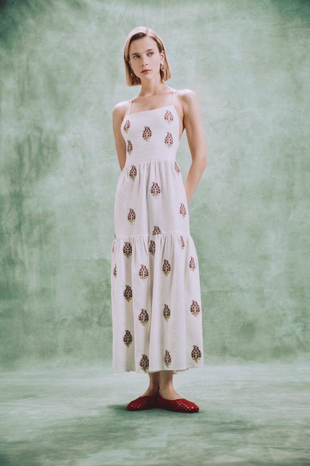 Sarv Maxi Dress - Off White & Red Rosewater House