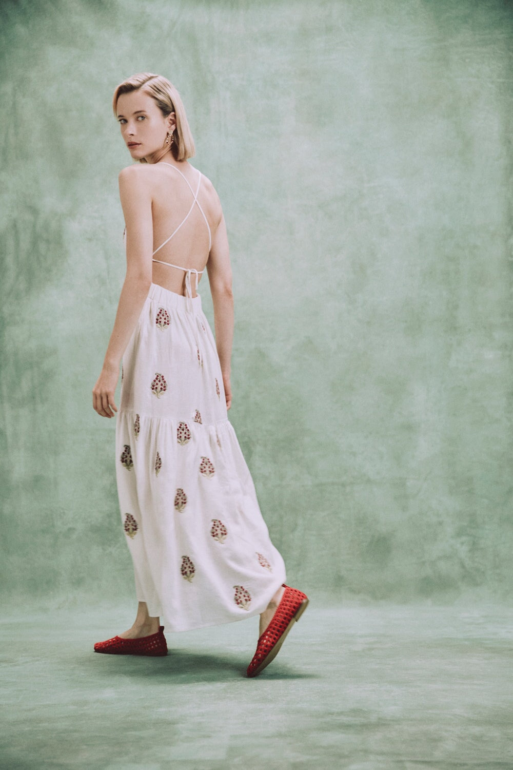 Sarv Maxi Dress - Off White & Red Rosewater House
