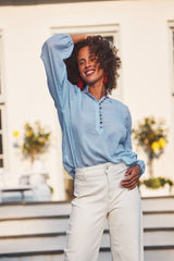 Golab Blouse - Blue & Red (Limited Edition) Tops - Blouse Rosewater House