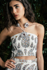 Hava Bustier - Paisley Ghalamkar Tops - Bustier & Embroidered Rosewater House
