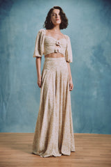 Rosa Top - Printed Chiffon Creme Rosewater House