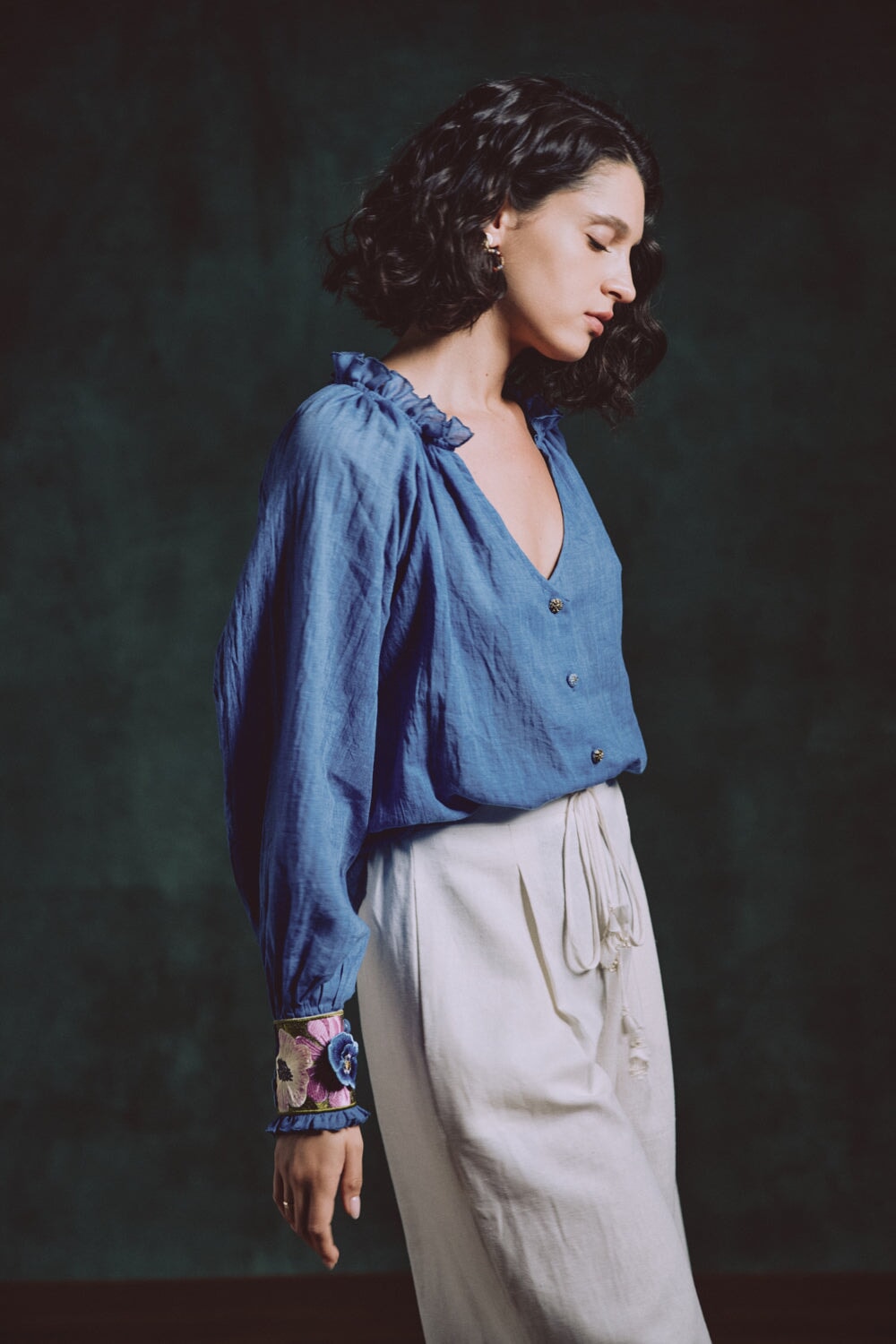 Pansy Blouse - Cobalt Blue Tops - Blouse Rosewater House