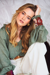 Pansy Blouse - Green Tops - Blouse Rosewater House