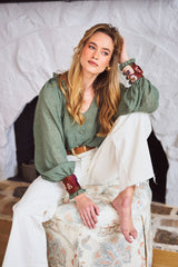 Pansy Blouse - Green Tops - Blouse Rosewater House