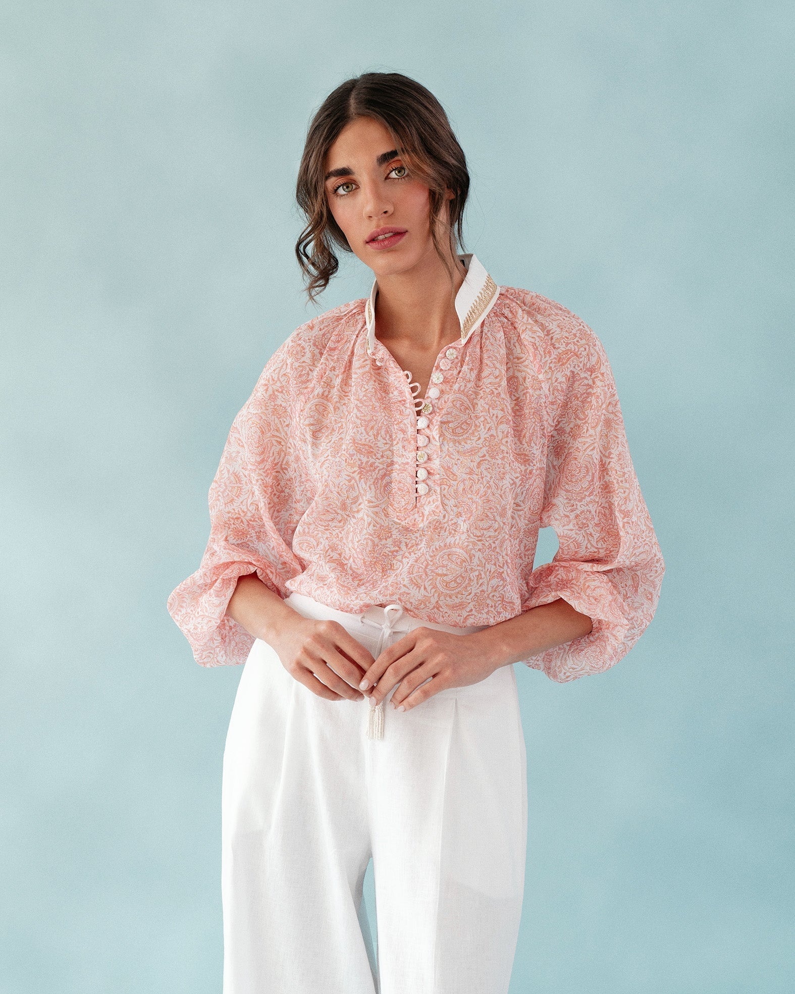 Golab Blouse - Pink Iris Tops - Blouse Rosewater House