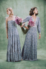 Sara Maxi Dress - Printed Silk Blue Rosewater House