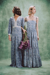 Tooba Maxi Dress - Printed Chiffon Blue Rosewater House